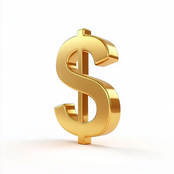 3D gold Doller symbol icon isolated on white background,