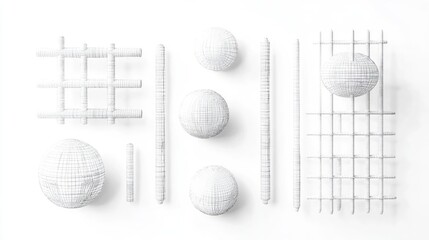 Futuristic Retro Minimalistic Design With Wireframe Shapes and Forms Generative AI