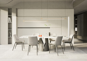 modern dining room interior, soft light
