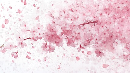 Fototapeta premium Watercolor Cherry blossom blooming flower,Sakura tree or forest side view,Cherry tree spring flower background,elements for environment and garden,botanical in spring season.