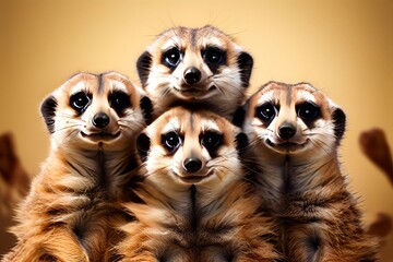 a group of meerkats huddled together for warmth forming a furry