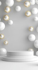 Elegant White Podium with Gold Accents