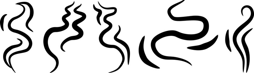 Smoke Line Vector Set – Abstract Black Smoke Trails and Flowing Curved Lines, Perfect for Design Elements, Tattoo Art, Graphic Decor, and Creative Projects