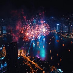 New Year Eve countdown and light show