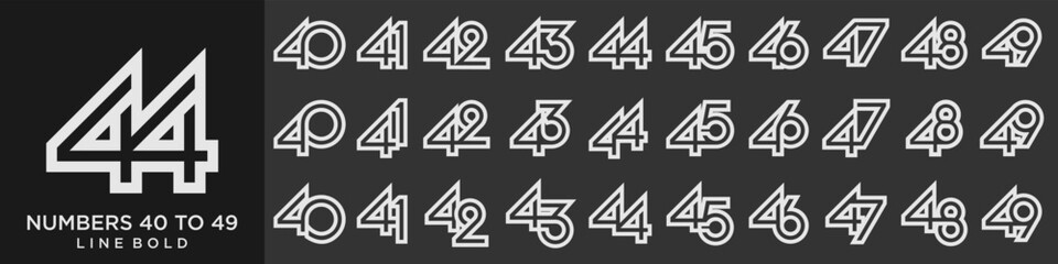 collection of creative number 40 to 49 logo designs. abstract number design vector illustration