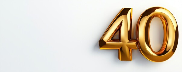 Minimalist  Happy 40 Birthday  text in gold, elegant typography for 40th milestone, classic on white background