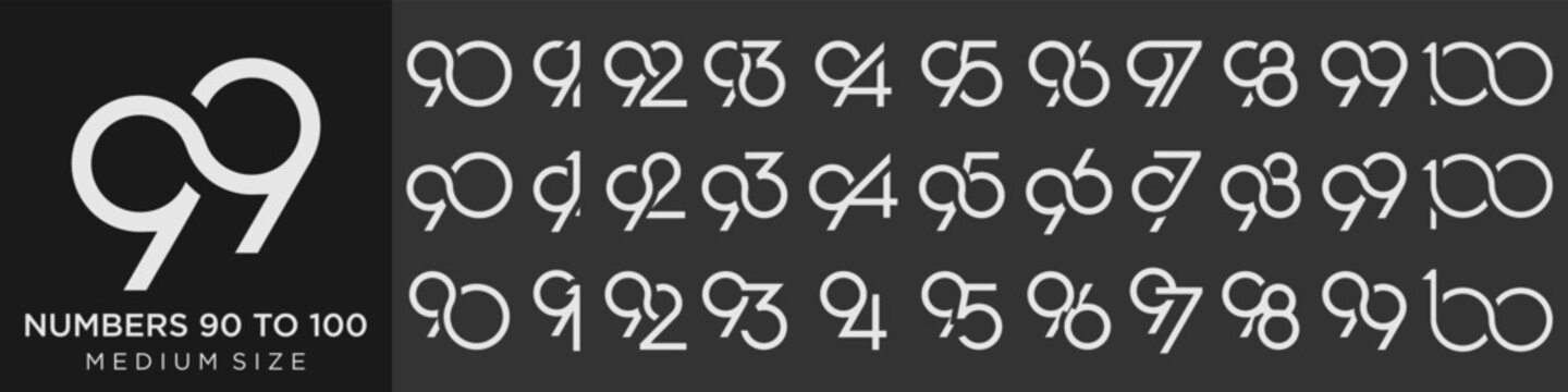 collection of creative number 90 to 99 logo designs. abstract number design vector illustration