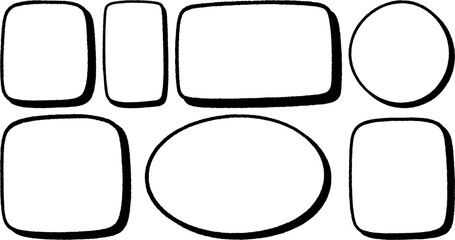 Set of Hand-Drawn Vector Shapes Including Rectangles, Circles, and Ovals with Organic Outlines, Ideal for Highlighting, Text Frames, and Decorative Elements in Graphic Design and Presentation