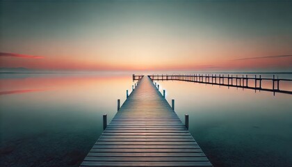 Naklejka premium Serene Sunset View Over Calm Waters