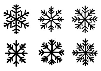 Set of six unique snowflake designs.