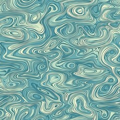 seamless pattern of swirling waves in shades of blue and green, creating a calming effect