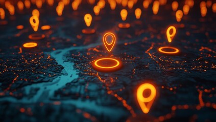 Abstract City Map with Location Markers