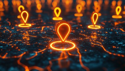 Glowing Neon City Map