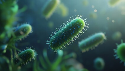 Naklejka premium Intricate Microscopic Bacteria