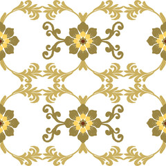 Brown flower design embroidery, motif ethnic ikat seamless textile illustration, print striped ornament, pattern, design for wrapping, silk, scarf, clothing, background, textile, carpets, curtains.