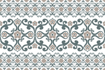 Brown, grey, and white embroidery, motif ethnic ikat seamless textile illustration, print striped ornament, pattern, design for wrapping, silk, scarf, clothing, textile, carpets, curtains.