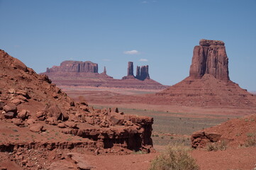 Sandstone landforms in Monument Valley