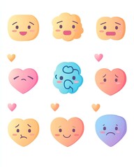 Obraz premium IQ and EQ Leader skills Emojis expressing various emotions, white background