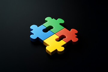 Color puzzle on black background