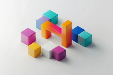 Obraz premium Logical thinking and problem solving creative business solution concept, wooden puzzle geometric shape block shape.