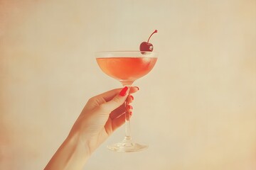 Elegant Pink Drink in Hand

