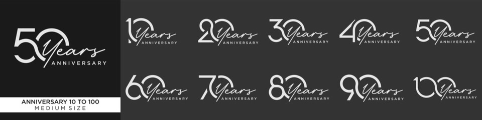 collection of creative number 10 to 100 logo designs. abstract number design vector illustration