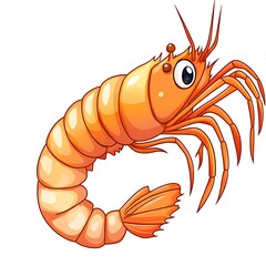 Obraz premium A cartoon shrimp on a white background.