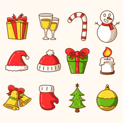 vector set merry christmast icons elements