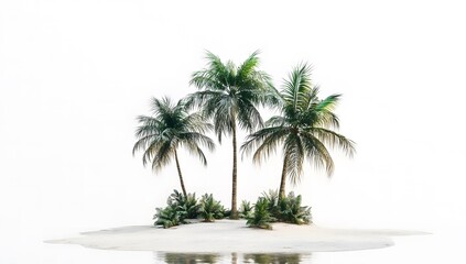 Fototapeta premium Tiny Tropical Island with Palm Trees and Reflection