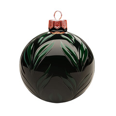 Black ornament features elegant engravings and serves as a beautiful decoration for holiday trees isolated on white background, adding sophistication to festive displays.