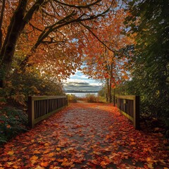 Obraz premium Seahurst Park entrance in Autumn, Burien.