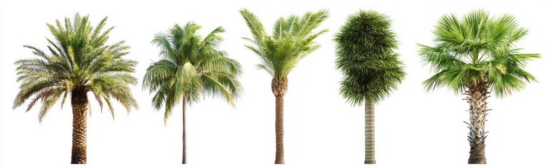 Obraz premium Variety of Palm Trees Isolated on White Background