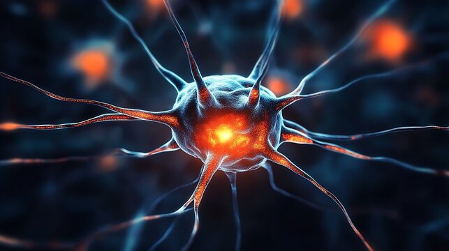 Abstract Neural Network Close Up Highlighting Scientific And Technological Concepts : Generative AI