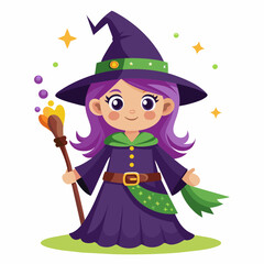 Witch on a white background for children's educational game