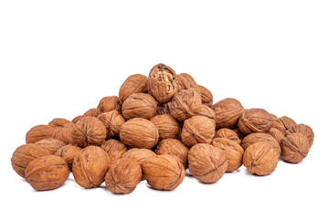 Collection of walnuts isolated on white or transparent background