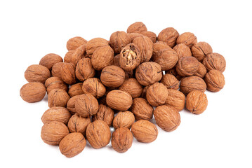 Collection of walnuts isolated on white or transparent background
