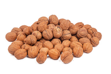 Collection of walnuts isolated on white or transparent background