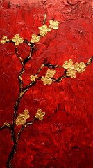 Traditional Chinese red apricot flower pattern illustration poster background