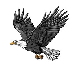 Obraz premium A cartoon eagle flying on a white background.