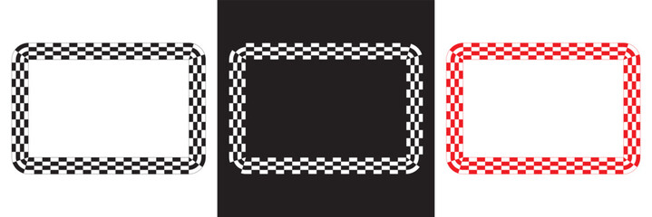 Checkers frame, border in line art style geometric seamless pattern.  isolated on white and black background. Vector illustration. EPS 10      