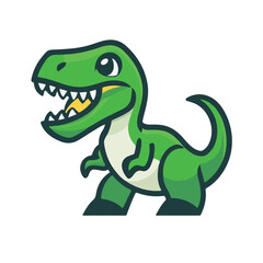 Fototapeta premium Simple vector logo of a T-Rex, in green color 