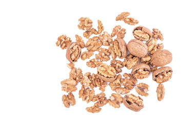 walnut and leaves isolated on white background