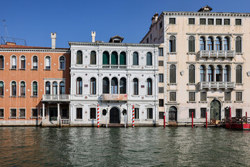 Fototapeta premium The Palazzo Grimani Marcello and The Palazzo Querini Dubois on the Grand Canal; in the sestiere of San Polo of Venice; Italy.