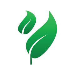 green leaf illustration gradient color icon vector 