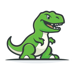 Fototapeta premium Simple vector logo of a T-Rex, in green color 