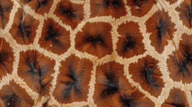 Animated video background with seamless loop movement of Giraffe skin, realistic texture endless animation