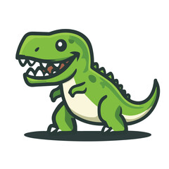 Simple vector logo of a T-Rex, in green color 