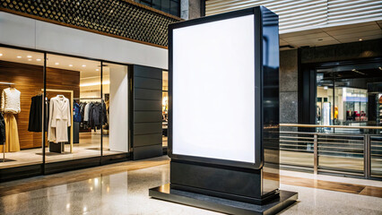 Blank advertising display in a modern retail space for advertisement mockup
