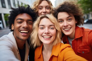 Obraz premium Friendly Group of Young People Smiling at Camera
