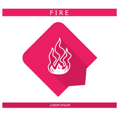 Design icon. Fire icon symbol in flat. Fire symbol design in flat with shadows. Stock vector.	